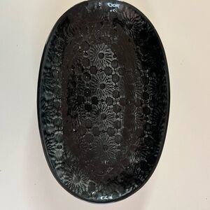 Black Oval Textured jewelry dish